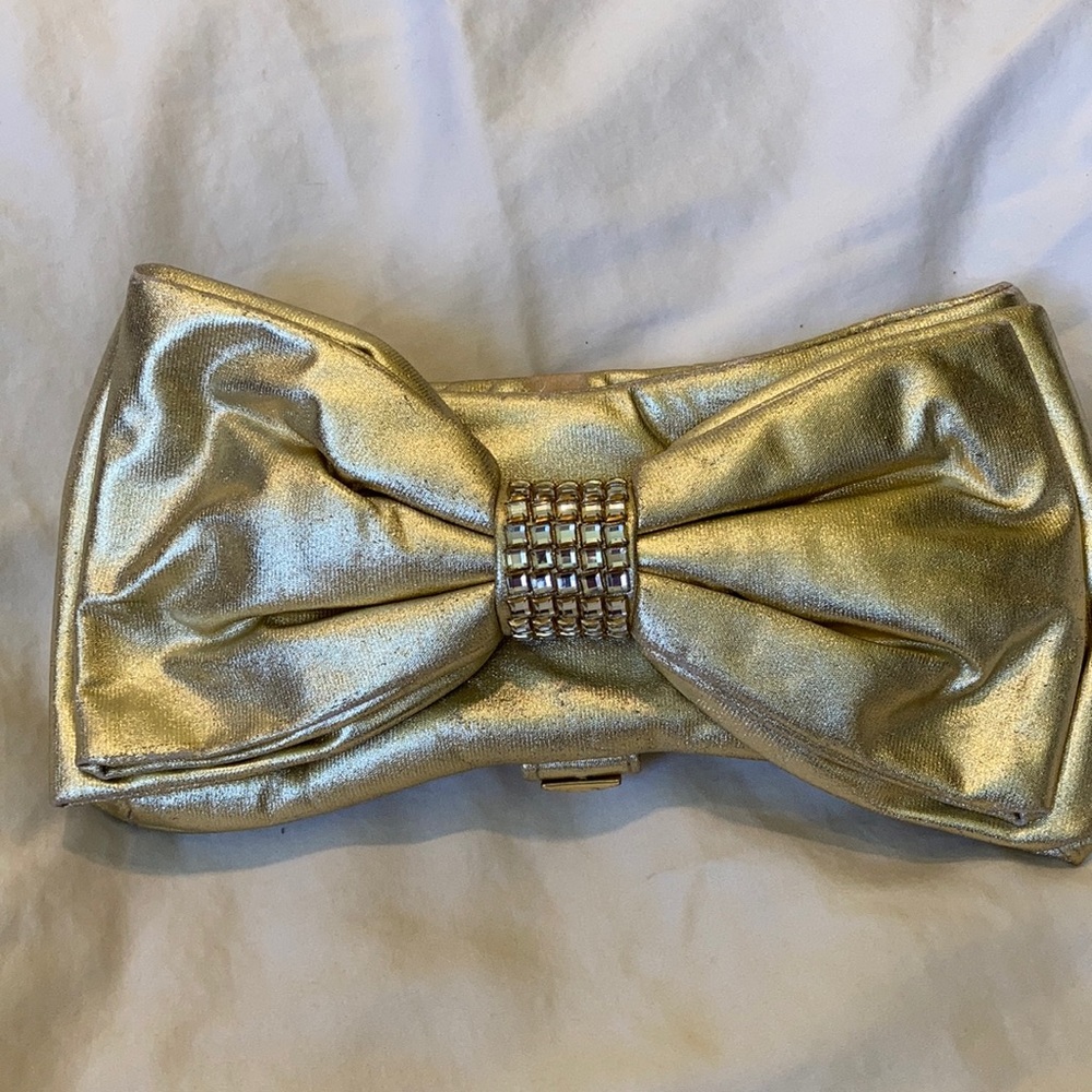 Betsey Johnson gold party bag w/ rhinestones